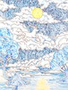 月夜に空をかける白鹿
