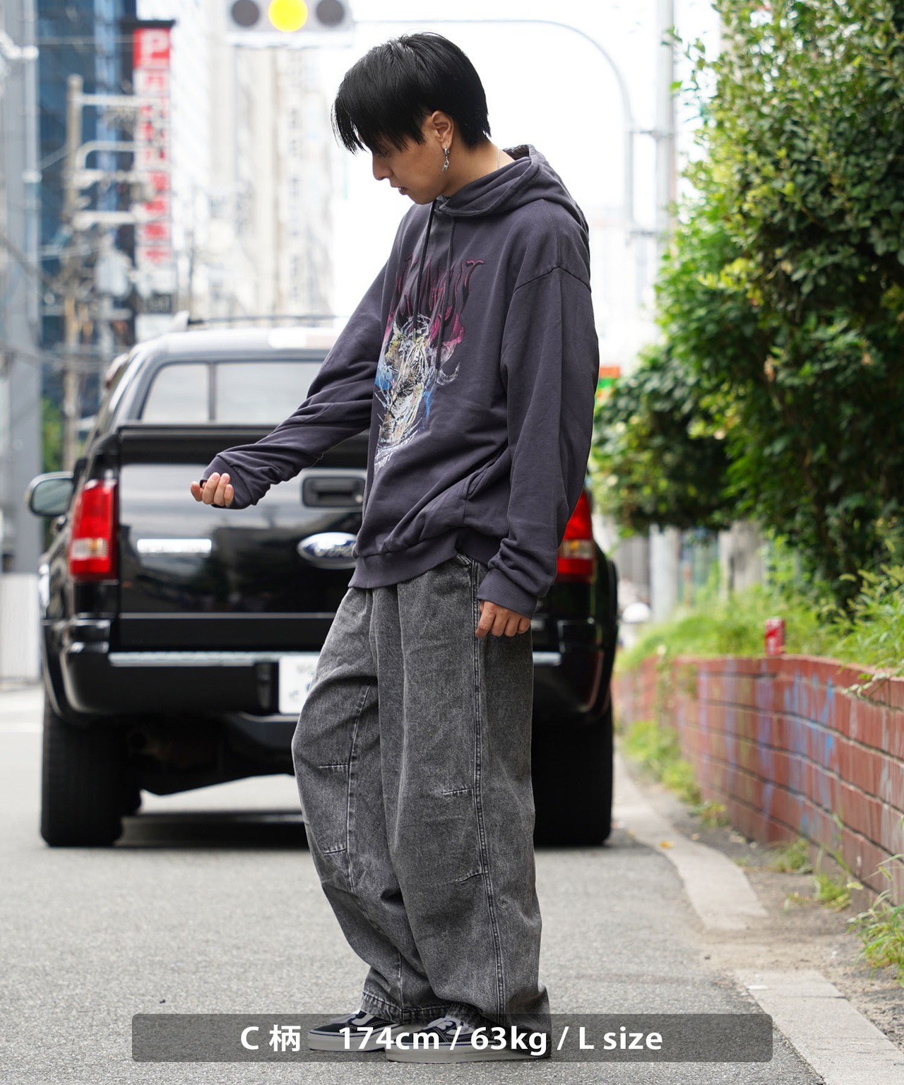 ◆ストーンウォッシュ ハードグラフィック パーカー◆wi-939082