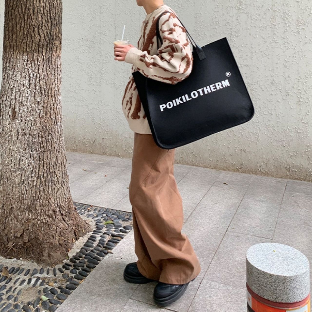 ストリートカラーコントラストルーズニット　1076