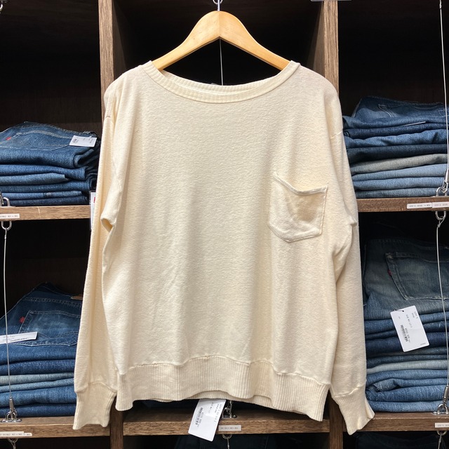 1950'S 針抜きリブ WHITE POCKET SWEAT SHIRT