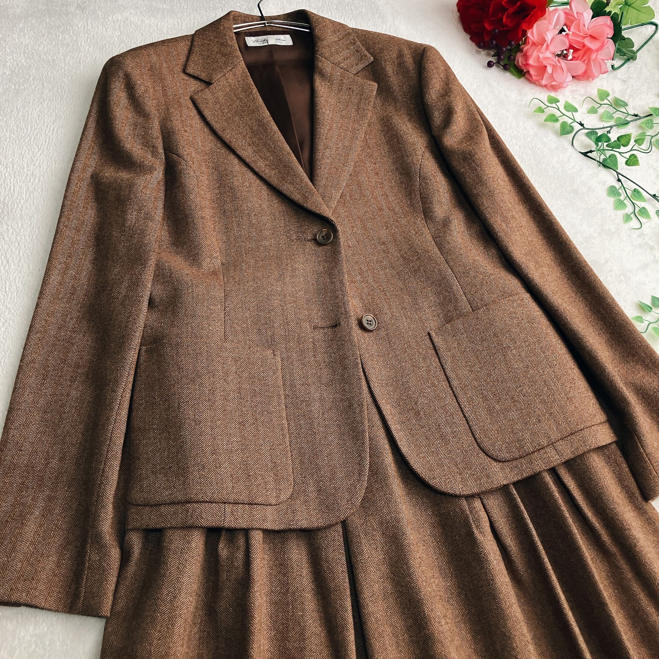【美品】ブルックスブラザーズ★ヘリンボーン ウール スカートスーツ Aライン 美品】Brooks Brothers ブルックスブラザーズ☆ヘリンボーン ウール