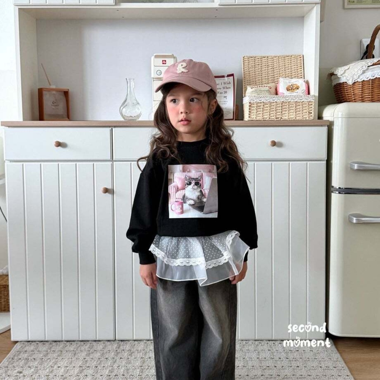 韓国子供服 / 26Autumn / 〖取寄〗second moment / キャットスウェットシャツ / キッズ服 / 女子服 *XS~JL*