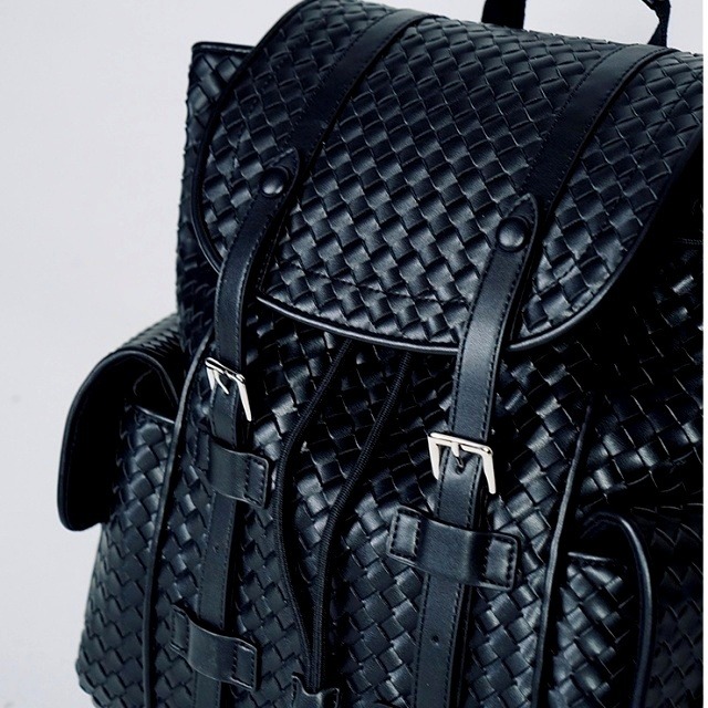 予約販売】リュック ショルダーバッグ 2WAY メンズ 編み込み ブラック 