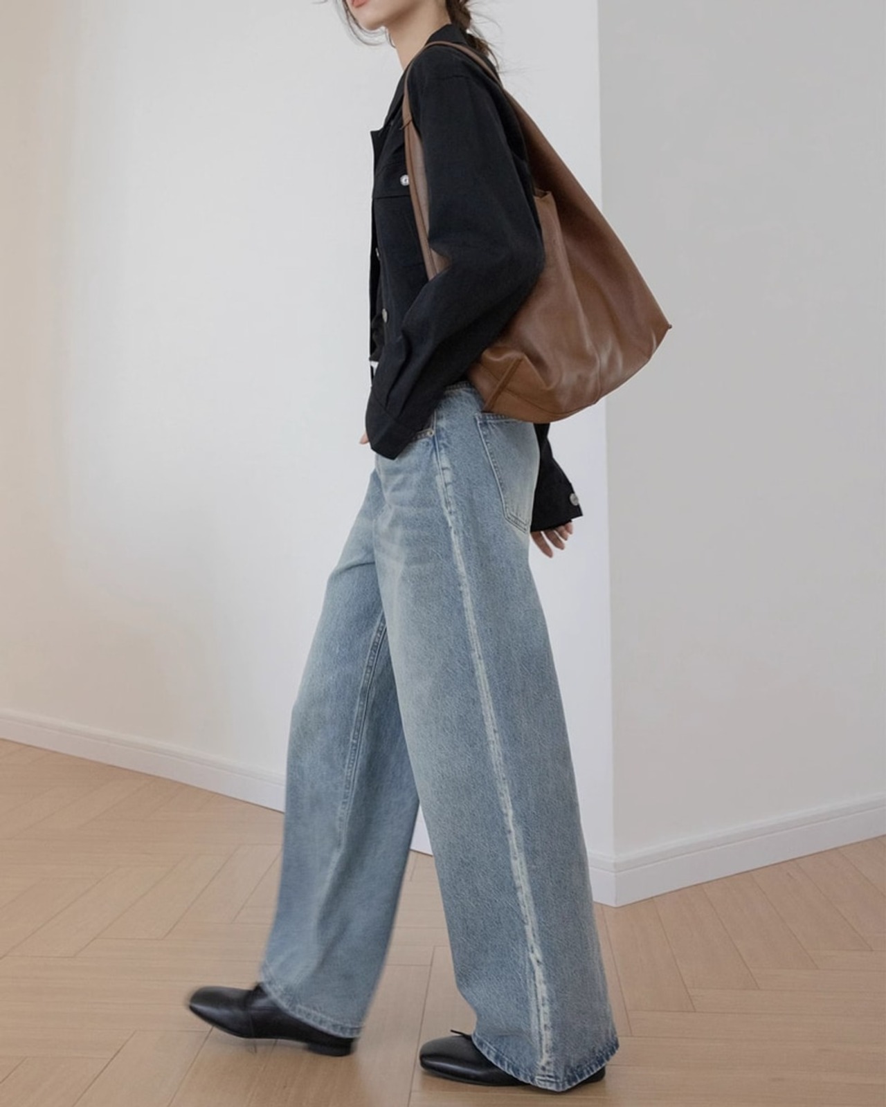 Wide leg damage denim Pants T20166