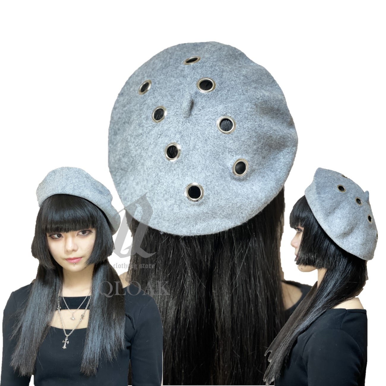 帽子 黒 ブラック ユニセックス ロック キャップ ストリート 韓国 - 帽子
