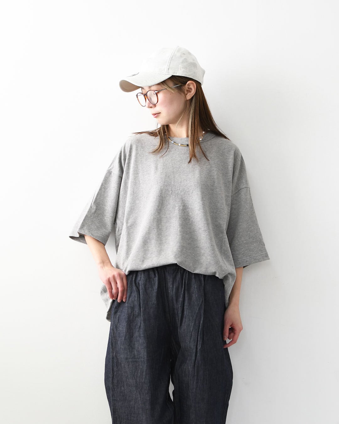 prit [プリット] 40/1強撚糸スビン裏毛5分袖クルーネックワイドTシャツ