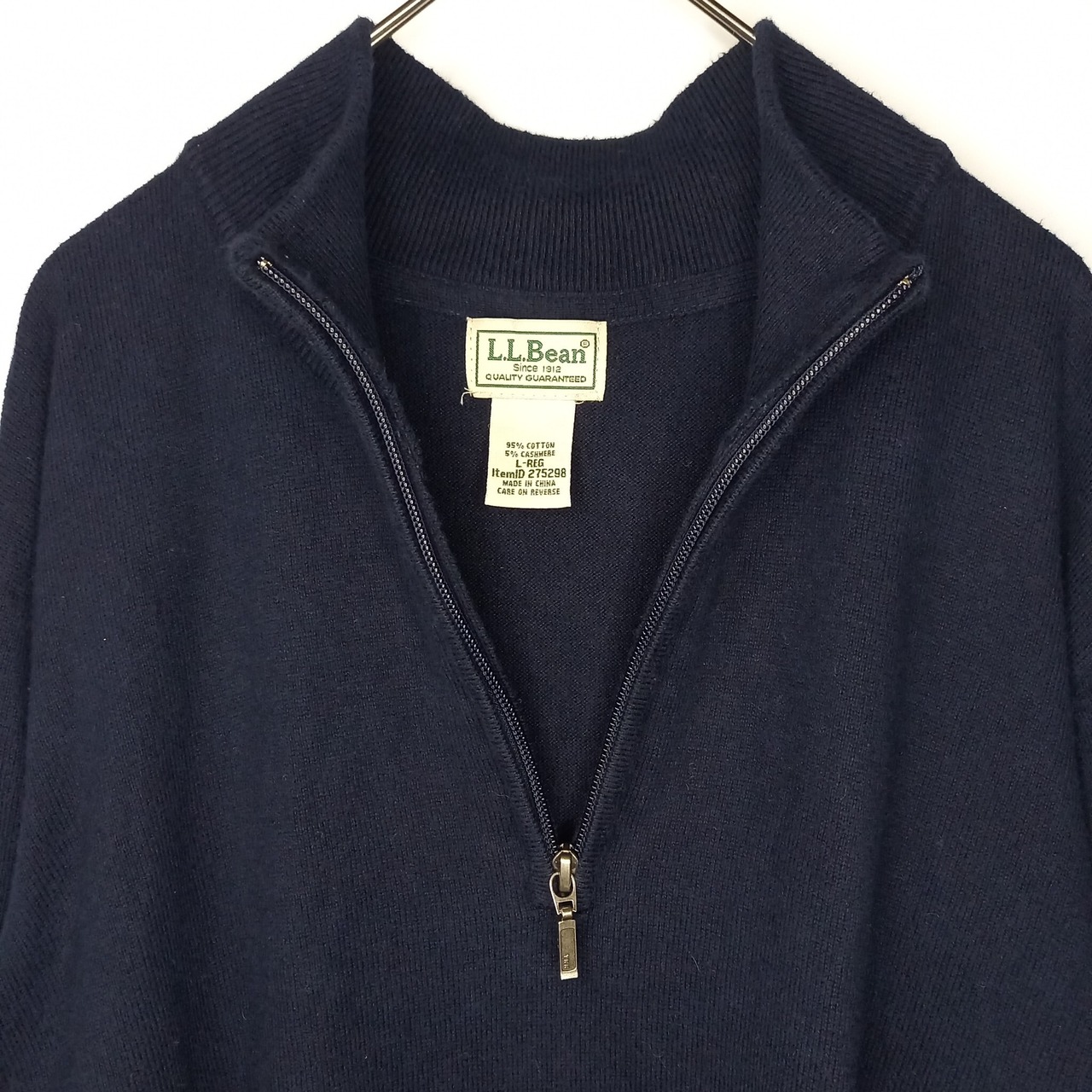 エルエルビーン　ハーフジップ　カシミア　ニット　セーター　ハイゲージ　薄手　無地