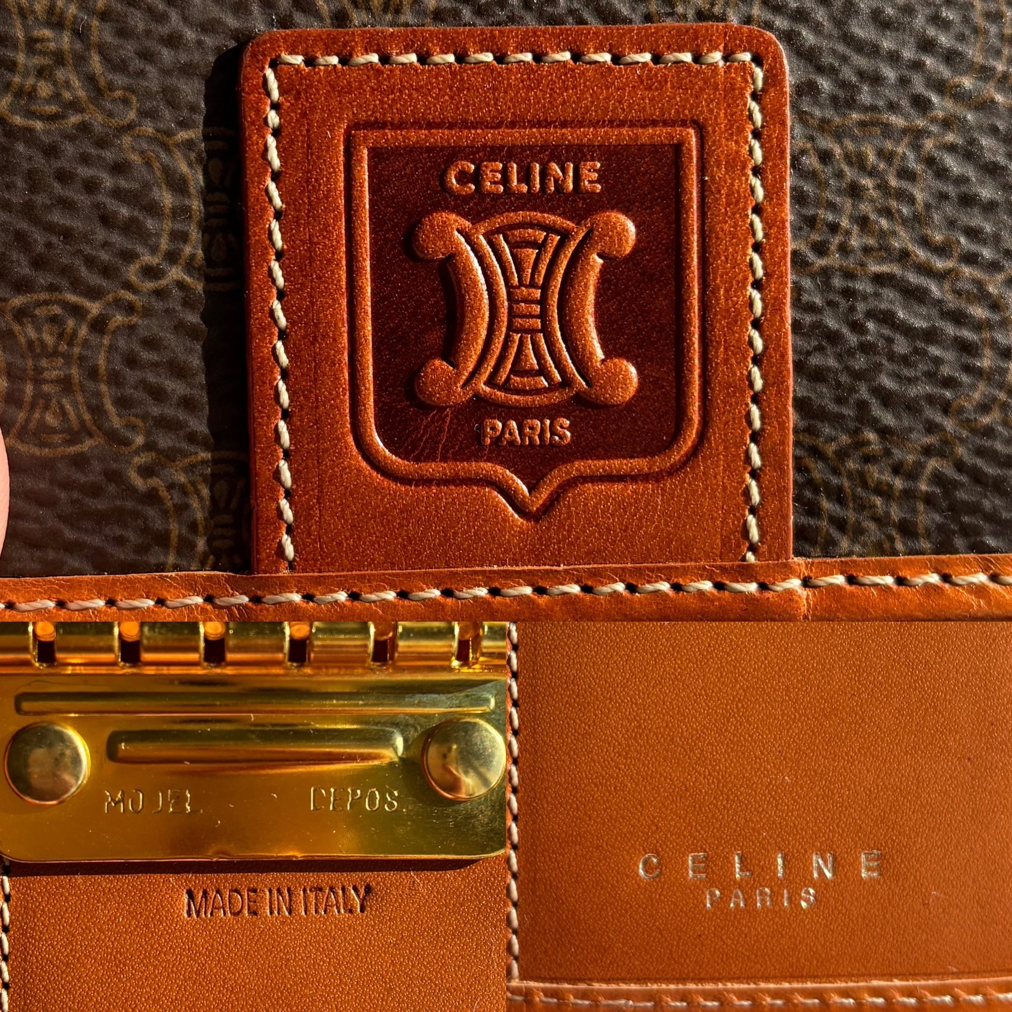 CELINE トリオンフ型押し キーケース ヌメ革 | Petit luxe Vintage