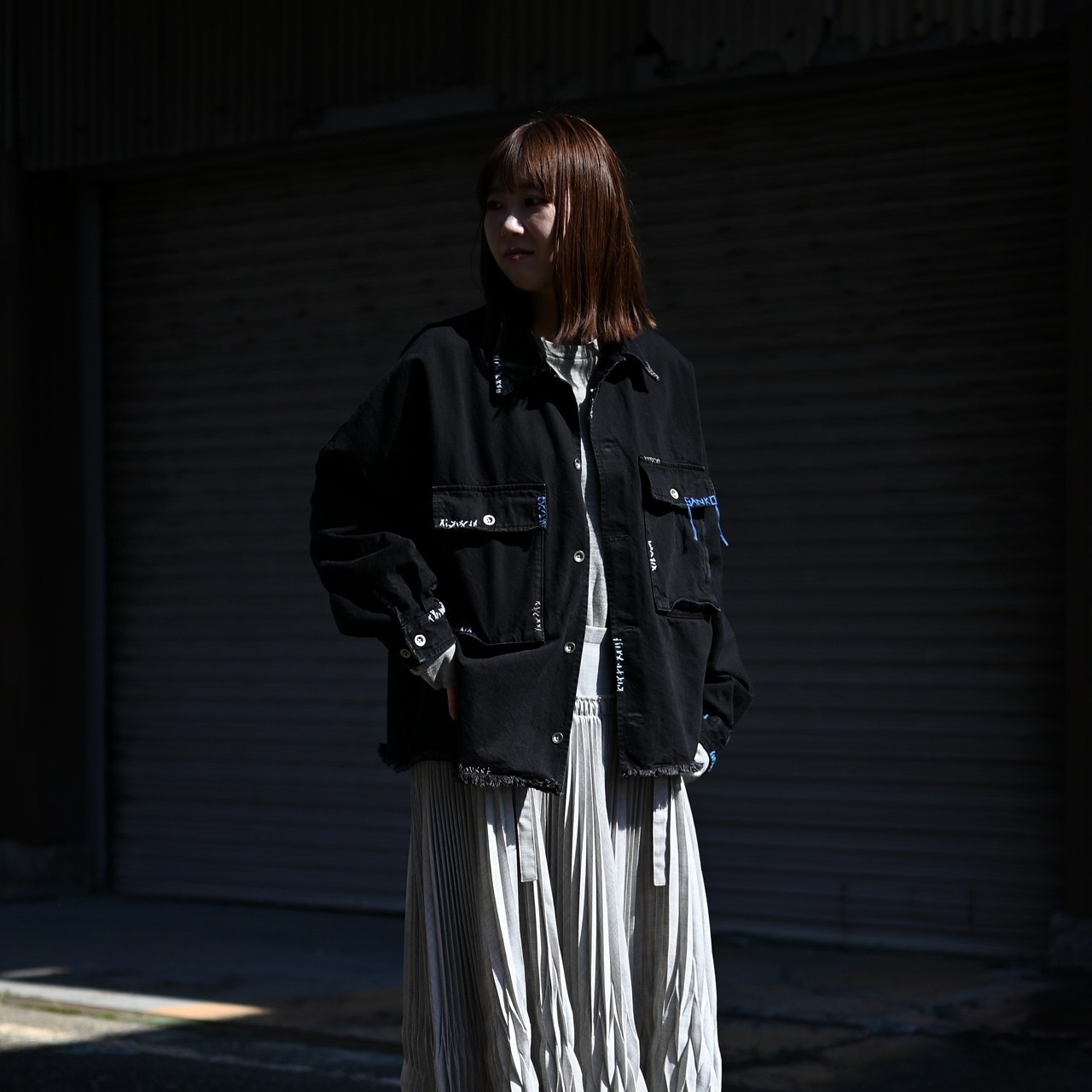 KUON / GANKO別注 Sashiko Kimono Sleeve Cutoff Denim shirt jacket レディースコーディネート