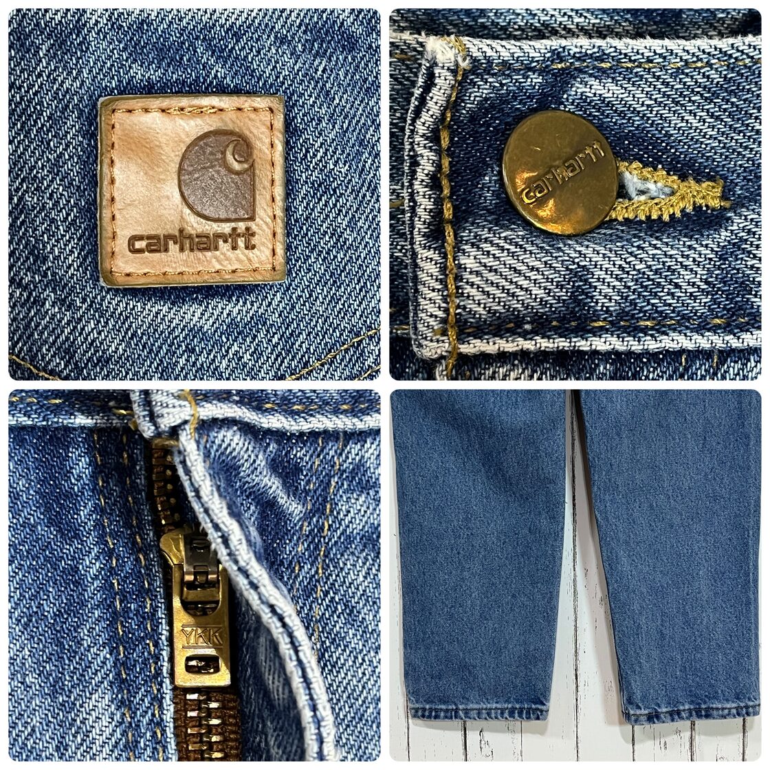 美品 メキシコ製 Carhartt カーハート W34 L30 デニムパンツ 刺ロゴ 