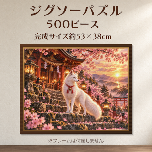 桜と白狐｜和風幻想ジグソーパズル 500ピース