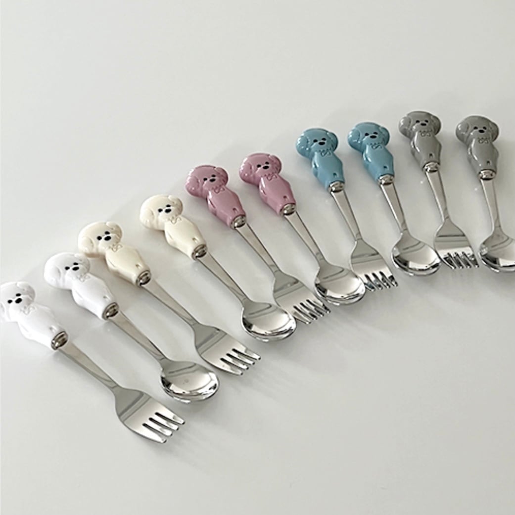 puppy cutlery set 5colors / パピー カトラリー スプーン フォーク セット おうちカフェ 韓国インテリア雑貨