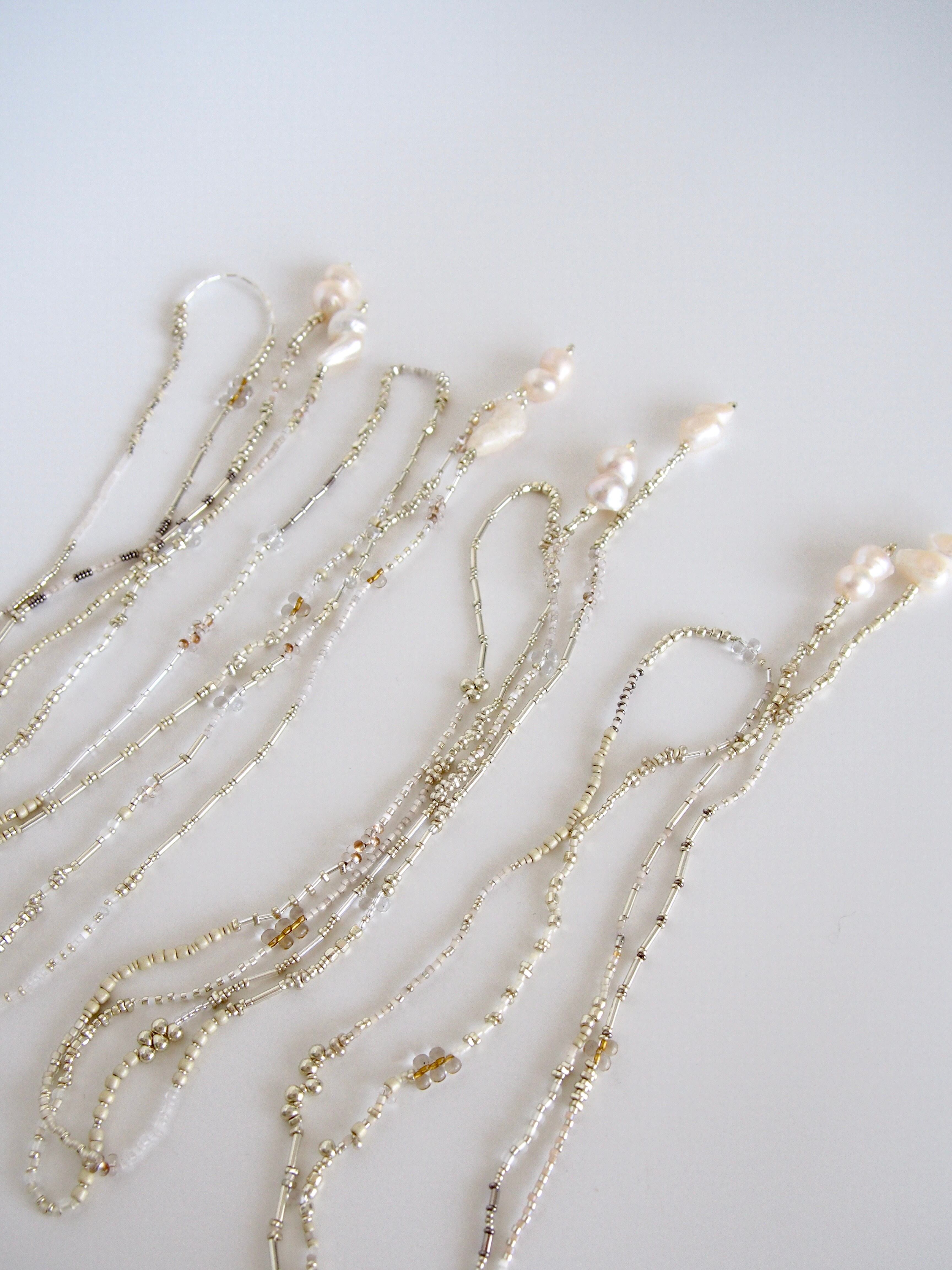 "Viora" Lariat necklace - Pearl × Pearl -