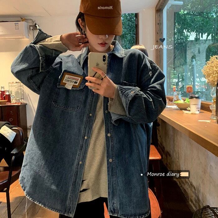 スタンダードスタイルシャツ ジャケット レディースオータムウィンタールーズ ロング レトロ 秋物 冬物 モンロー28415722856