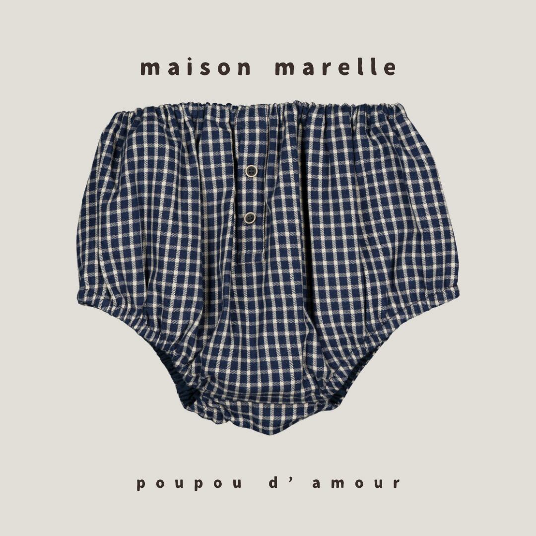 送料無料【予約】maison marelle|Bloomers CHAILLOT - blue&ecru check (11月上旬以降入荷予定)