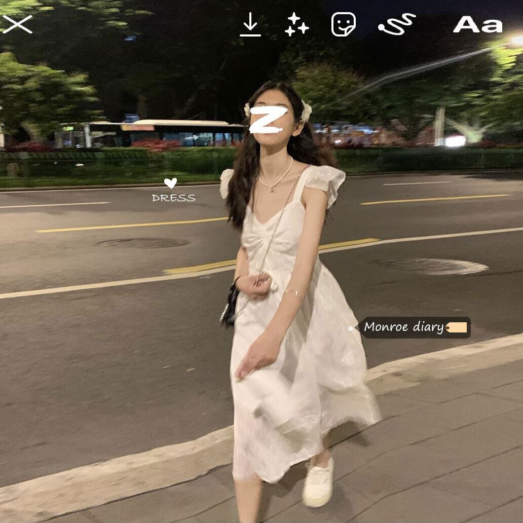 ホワイトドレス サマーウェストロングスカート 大人ガーリー スウィート キュート カジュアル 夏物 モンロー37939988033