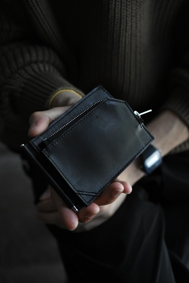 Utah／”NL" calros money clip／vegetable tanned leather wallet