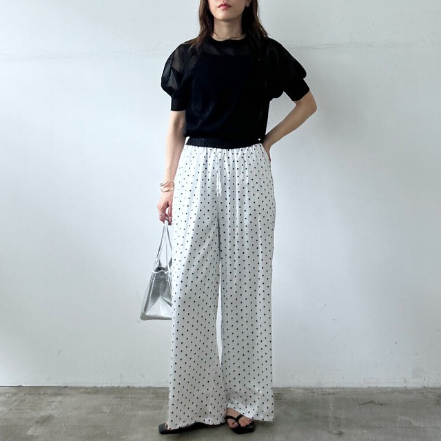 Dot satin pants