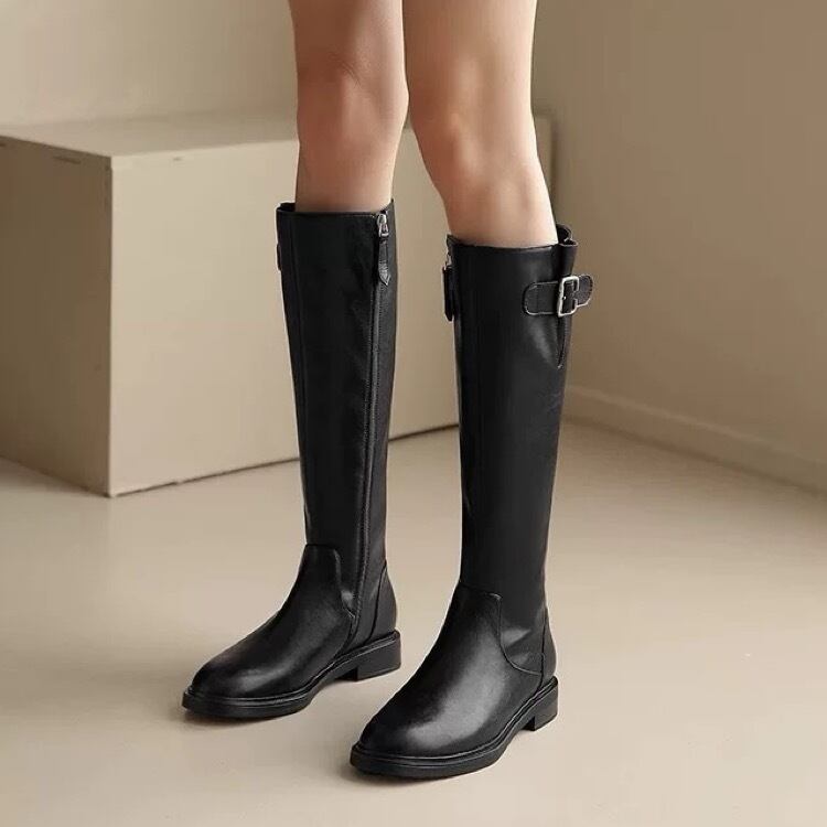 Brown/Black handsome long boots 00015