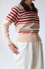 Retro stipes jersey pullover