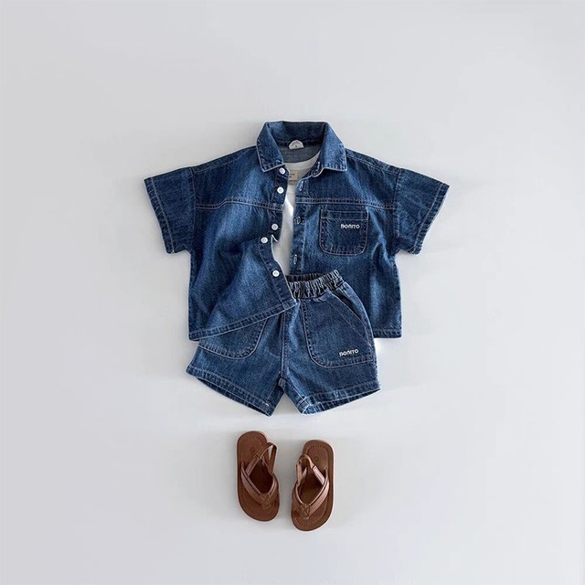 【BABY&KID】韓国風　オシャレデニムセットアップ