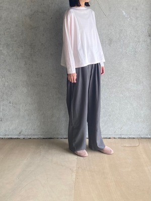 Tuck pants/cupro cotton  /dark gray