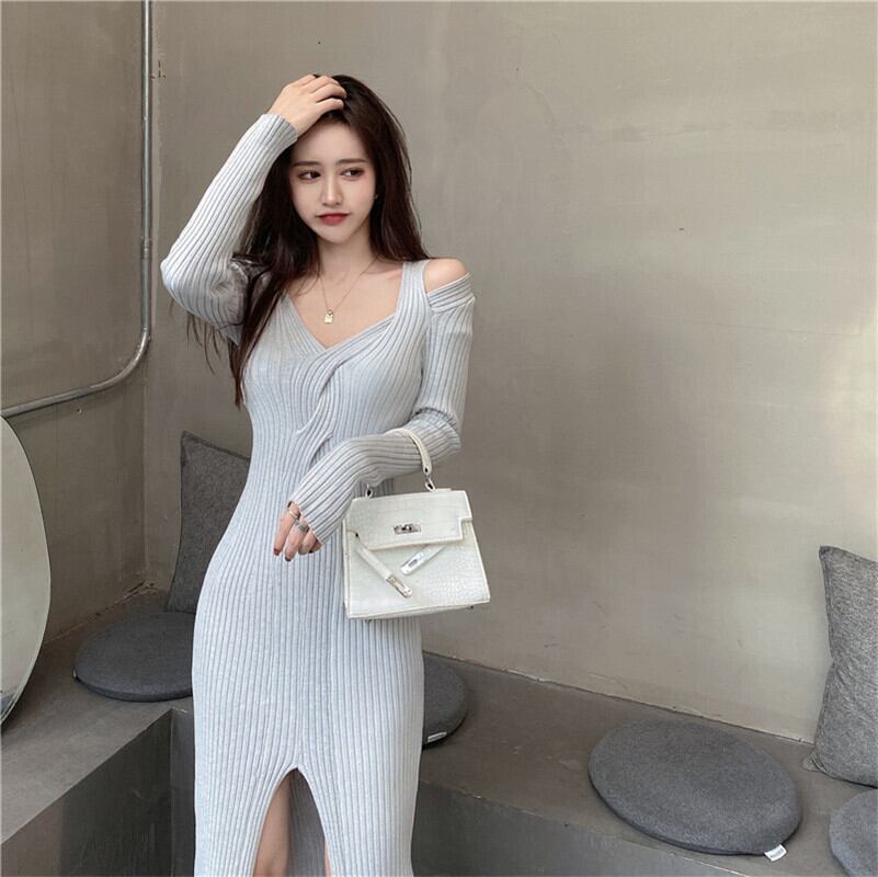 ニットセーター ドレス レディーススタイルスカート ストラップレス ロング オータム 秋物 ウィンター 冬物 ブラックストロベリース66811267313