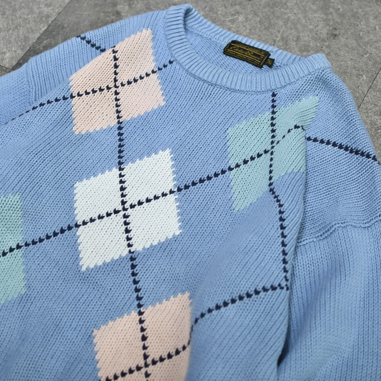 Eddie Bauer argyle pattern cotton knit
