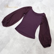 社交ダンス 衣装 トップス ブラウス パープル系 白樺ドレス 日本製 無地 シンプル 練習 レッスン 伸縮 ストレッチ 紫 透け感 長袖 上品 落ち着いた色 ダンス衣装 イベント ステージ パーティー かわいい
