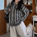 ストライプニットボタンカーディガン ・9260
