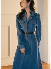 【0195】 Modern Corduroy Shirt Long Sleeve Dress