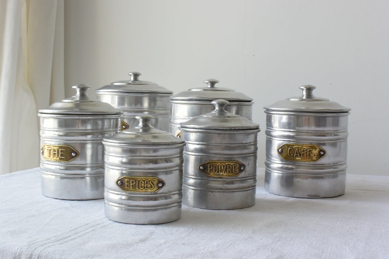 アンティークアルミキャニスター6個セット | 古道具 こころね