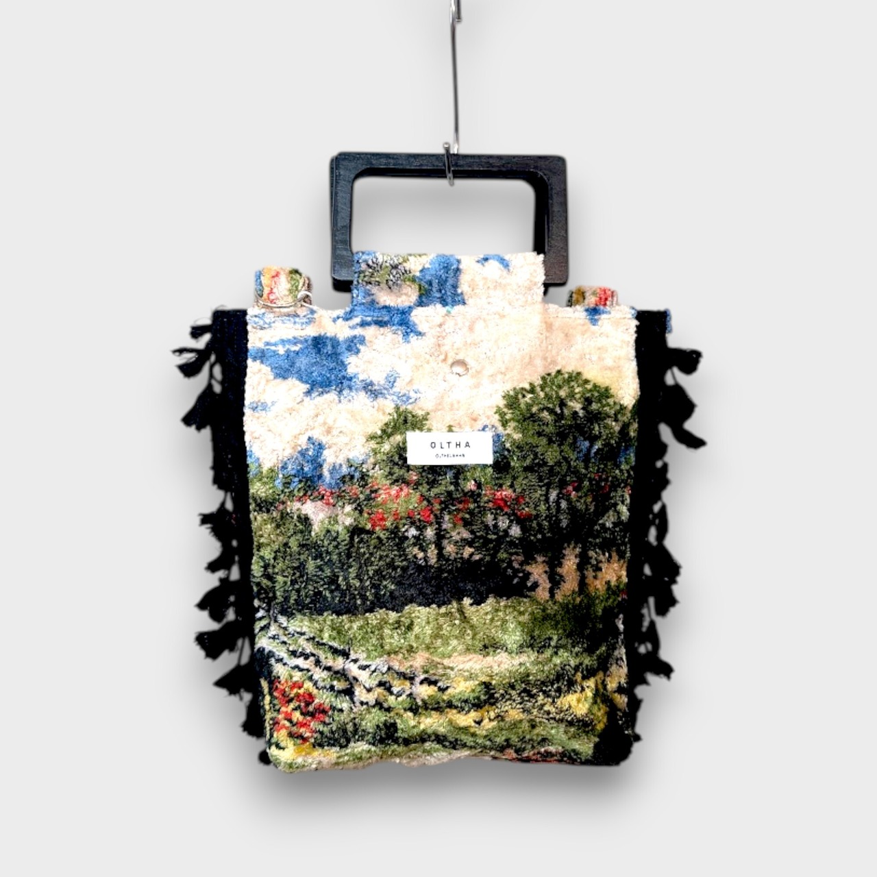 Vintage Tapestry Side Tassel Bag – (Nature）