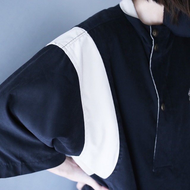 switching design half-zip high-neck h/s pullover