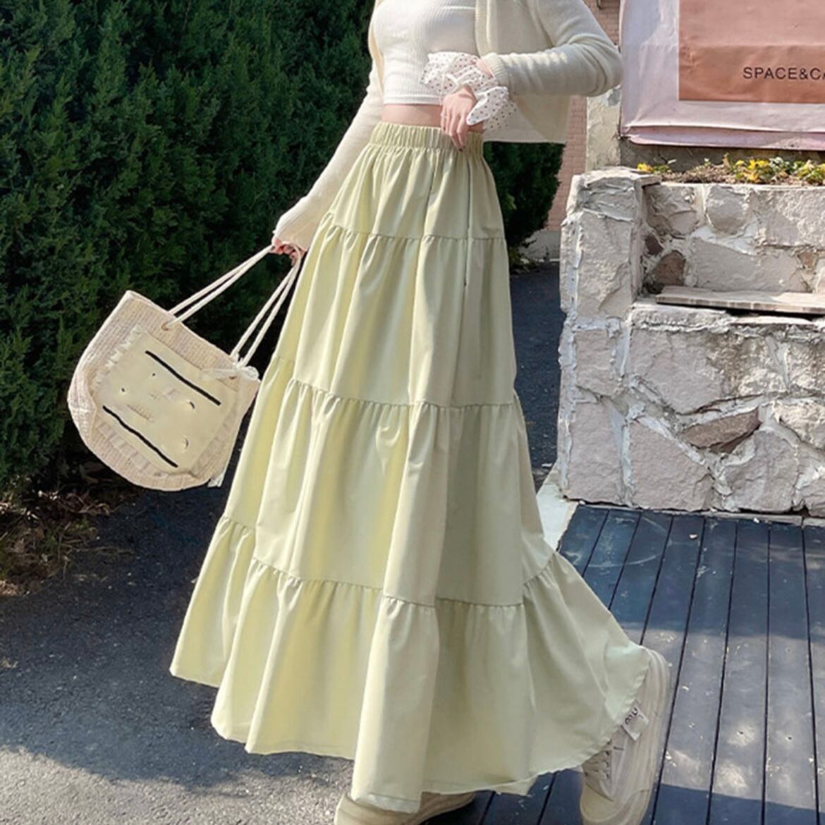 フレアロングティアードスカート