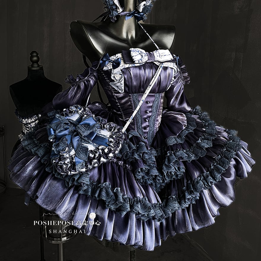 ゴスロリドレス パーティドレス プリンセス ネイビー ふんわり