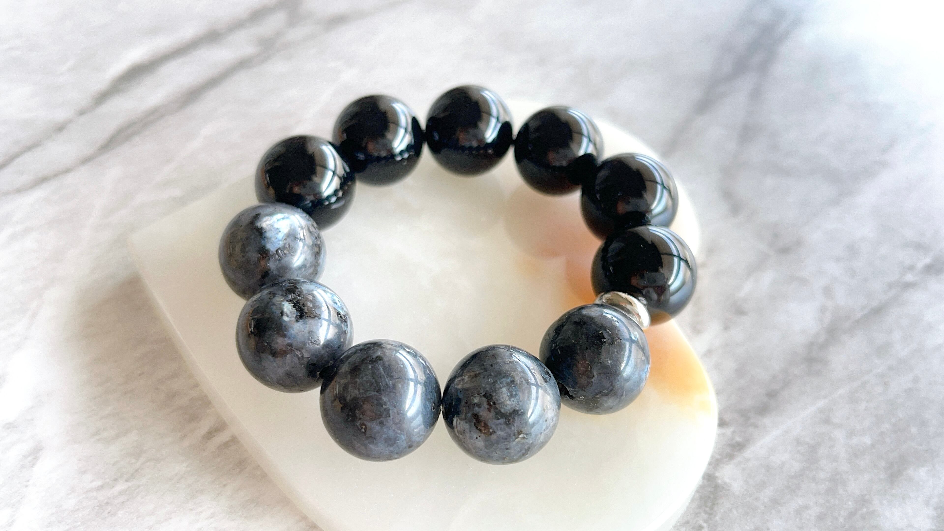 受注製作・残り1個】ラルビカイト&モリオン18mm✧バイカラー