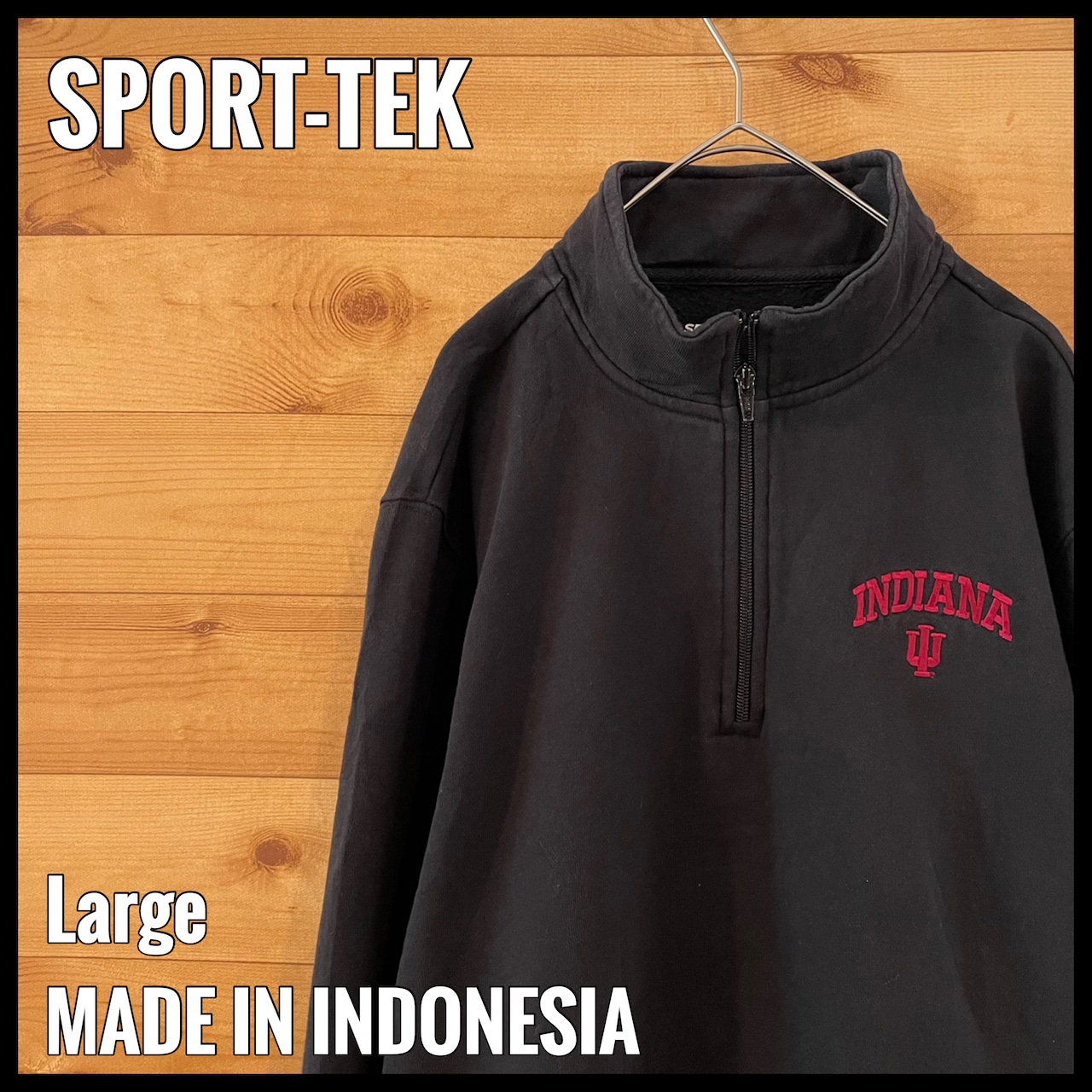 【SPORT-TEK】カレッジ インディアナ大学 ハーフジップ スウェット トレーナー Indiana University system 刺繍ロゴ L US古着