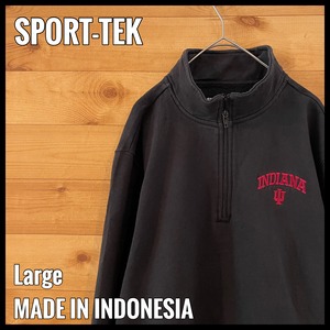 【SPORT-TEK】カレッジ インディアナ大学 ハーフジップ スウェット トレーナー Indiana University system 刺繍ロゴ L US古着