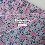 ブロックプリント生地【50cm単位】インド綿 小花柄 くすみピンク×グリーン #47510-PK2