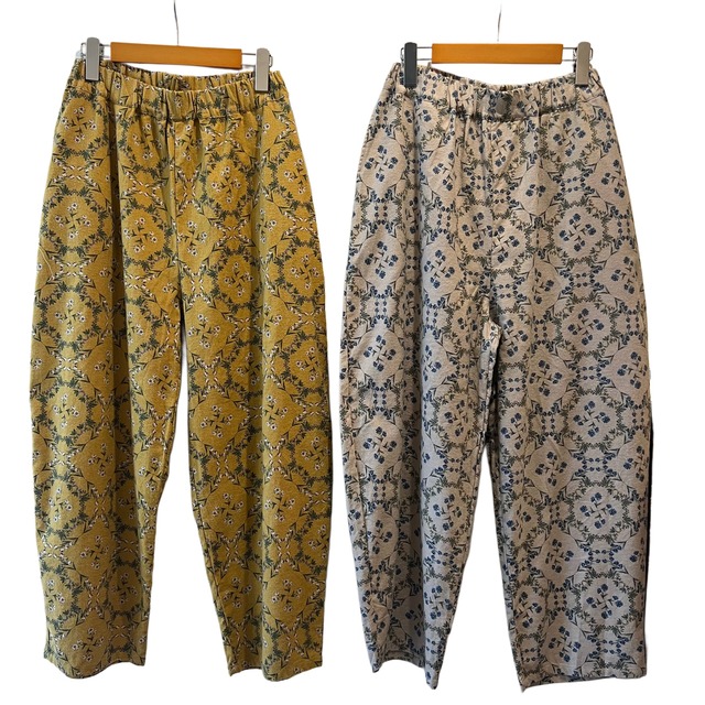 [NARU]20ビエラ起毛バイアス花柄ロングエッグパンツ