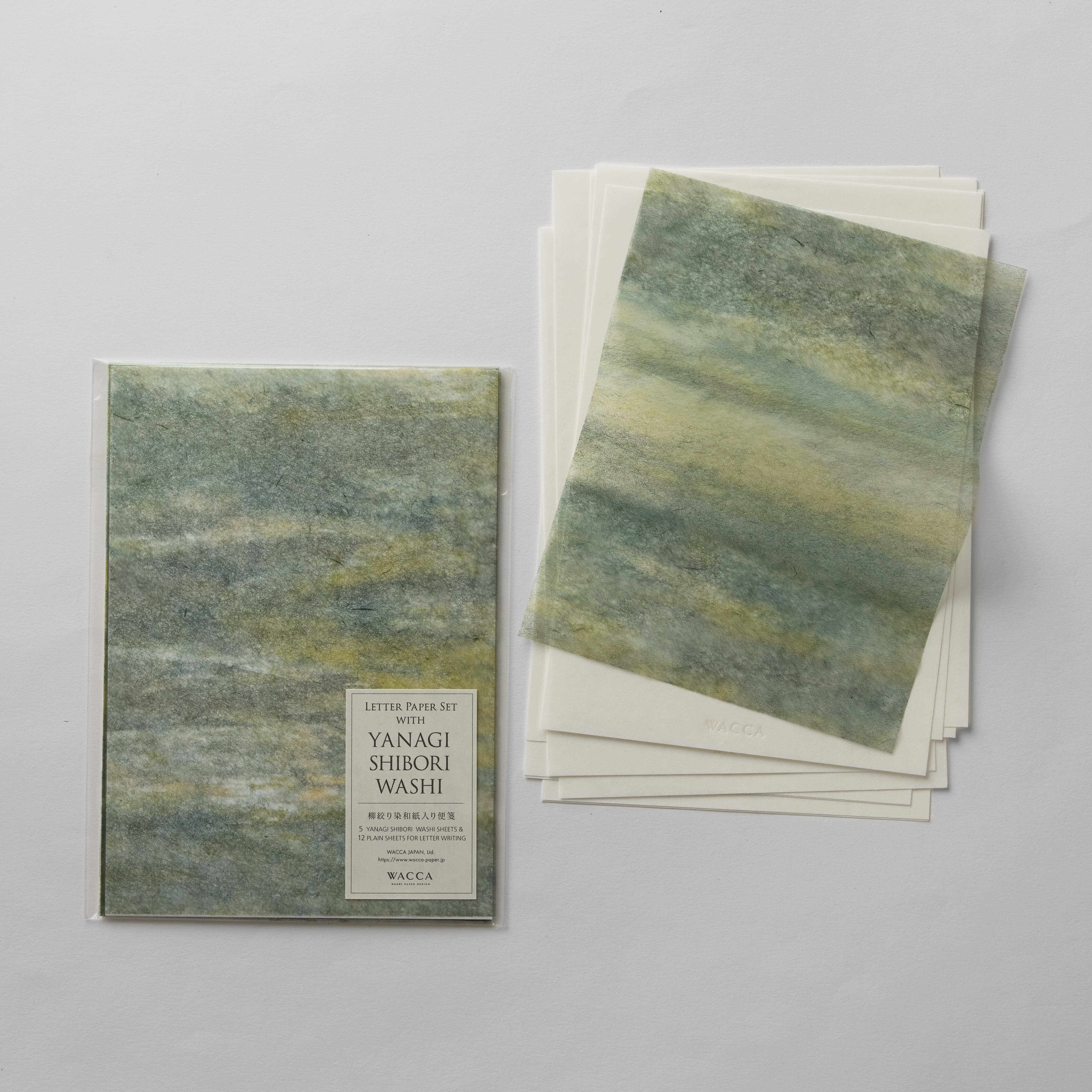 LS02GR 柳絞り染和紙入り便箋 /グリーン