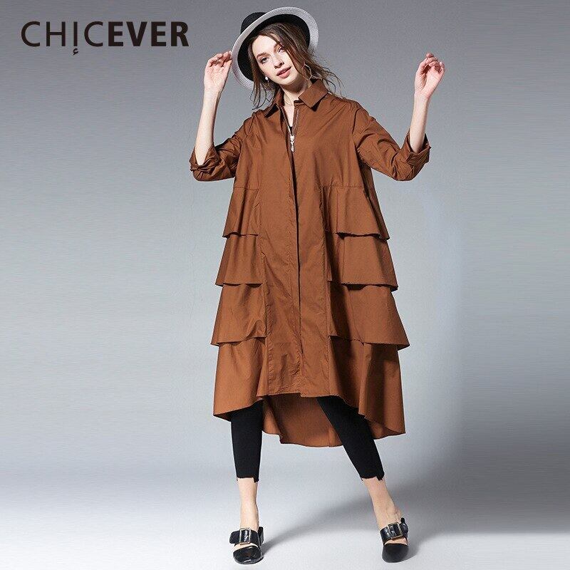 春フリルレディースドレス長袖ルーズビッグサイズジッパーレディースドレスシャツ袖服 ロング ラッフル スプリング 春物 6base532533295138