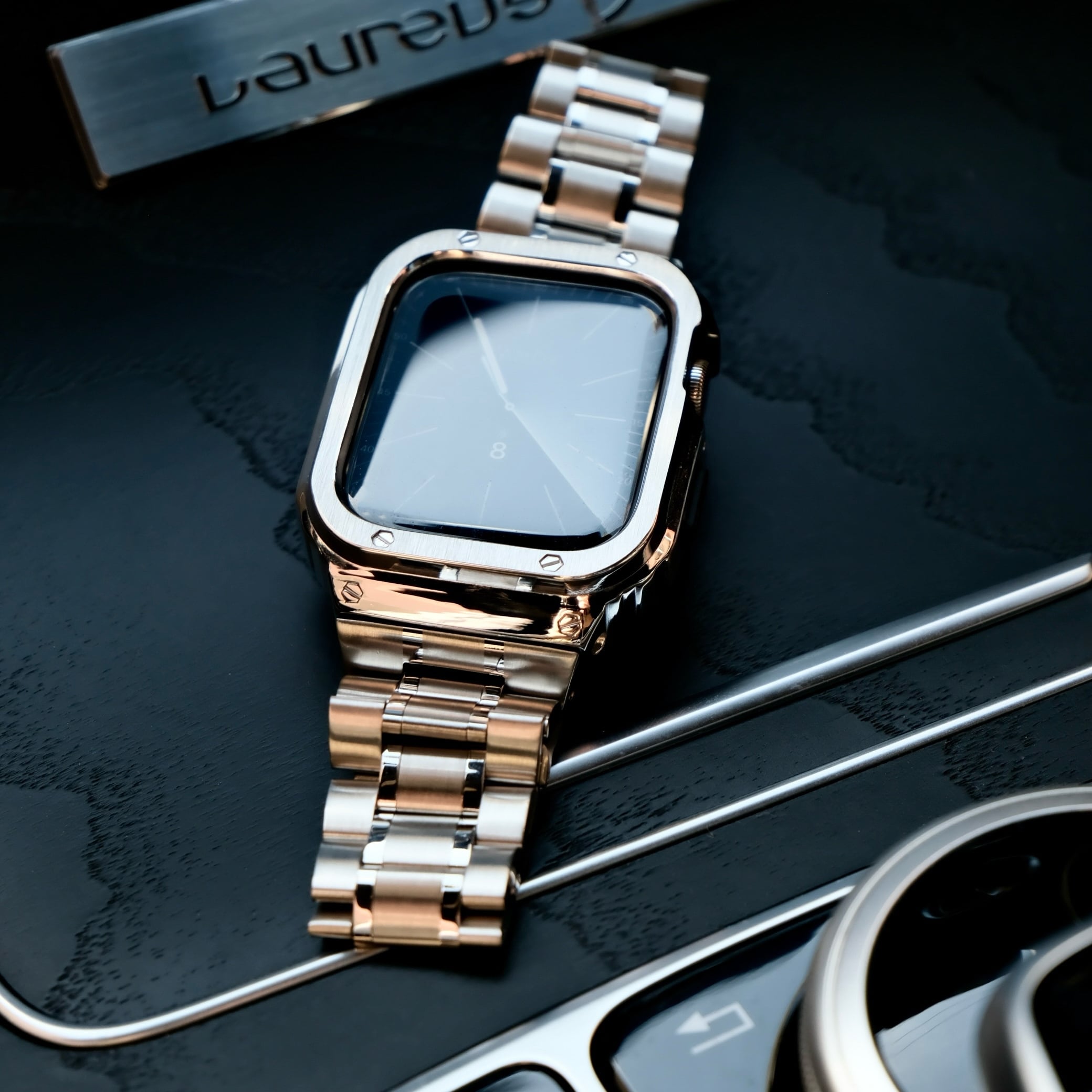 ステンレス一体式バンド】A001 ステンレスケース+ステンレスベルト一体