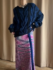 art pattern knit long skirt-5100-12