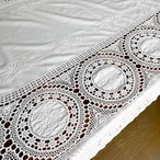 テーブルクロス　オーバル　白刺繍　白レース　フランスリネン 12cldu9