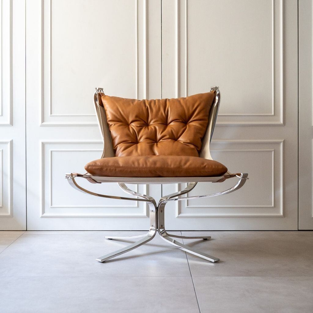 Falcon Chair Low-Type Ottoman Set Oil-Leather Brown / ファルコン