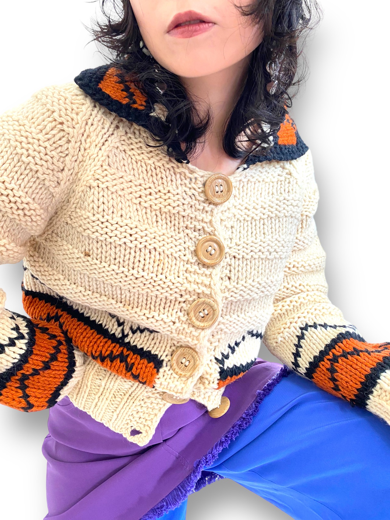 Wool knit cardigan