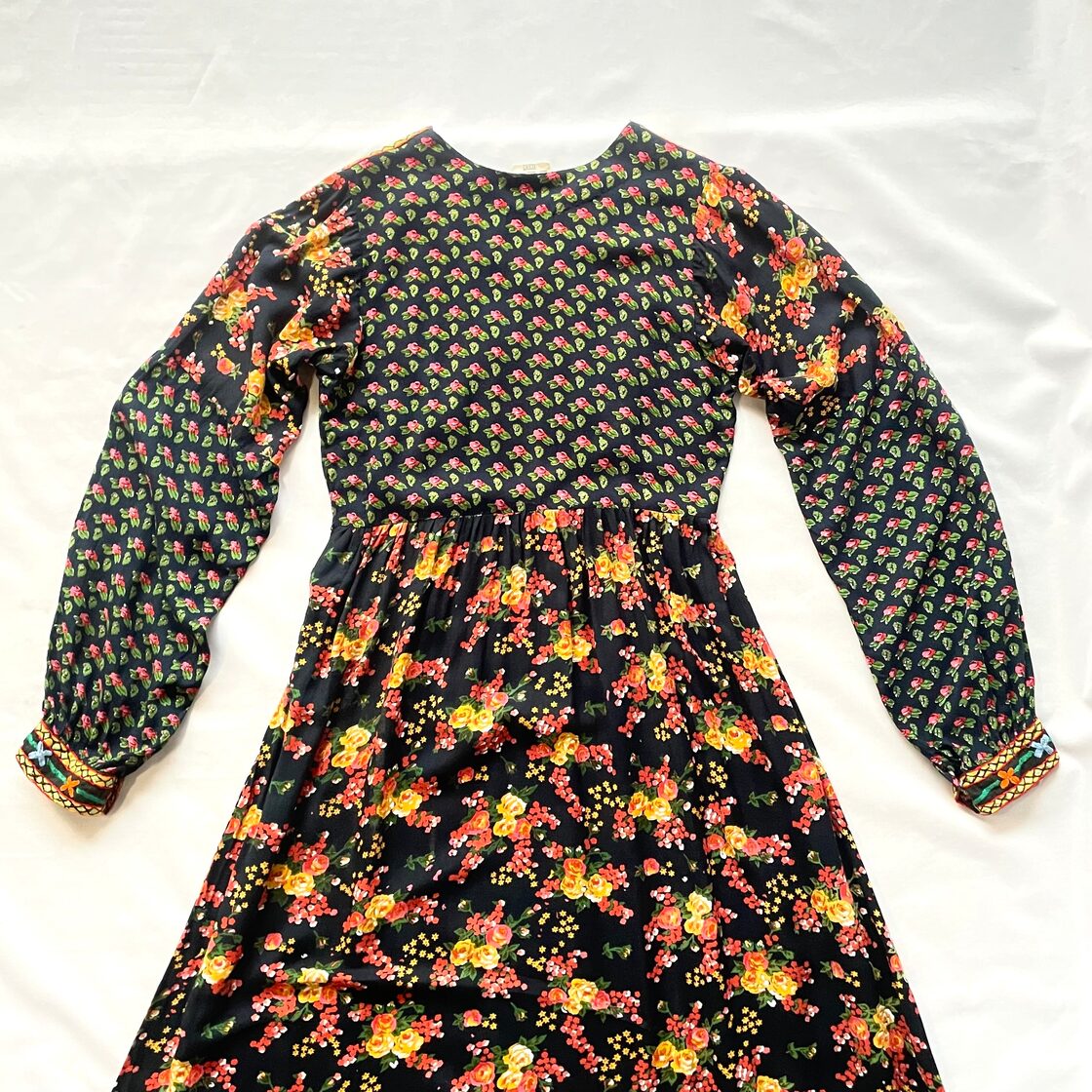 70s vintage Afghanistan floral maxi onepiece アフガンレーヨン 