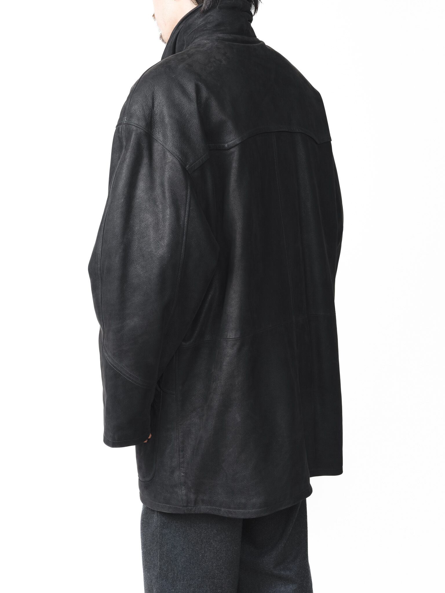 90's] “SERAPHIN” Grained Calf Padded Coat (made in France